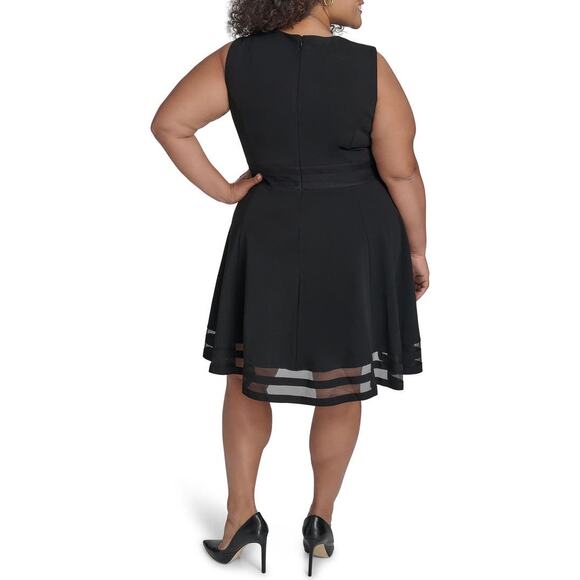 Calvin Klein Scuba Crepe Fit & Flare Dress NWT Size 12 Black CD7C112C - Picture 10 of 12